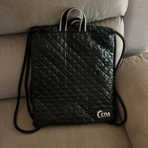 Zyia Active Quilted Black Drawstring Backpack